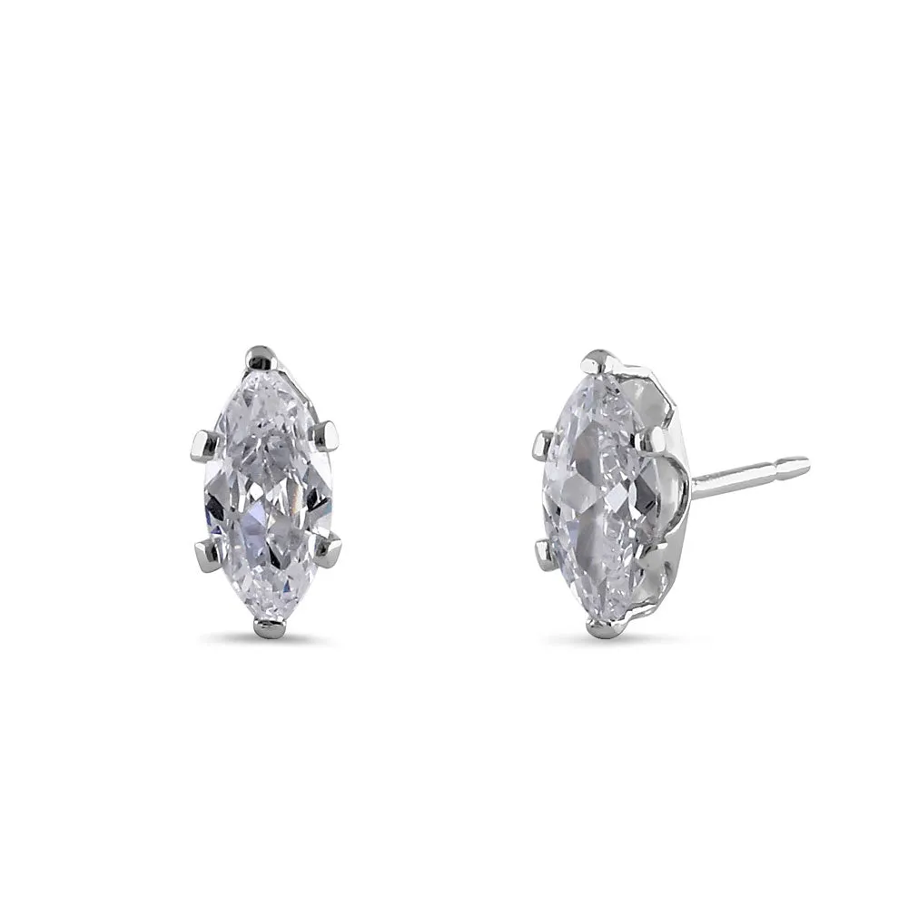 0.35ct Sterling Silver Clear Marquise CZ Stud Earrings 7mm x 3.5mm