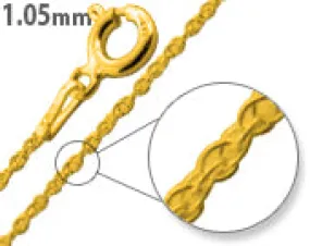 14K Gold Plated Sterling Silver Rope Chain 1.05MM