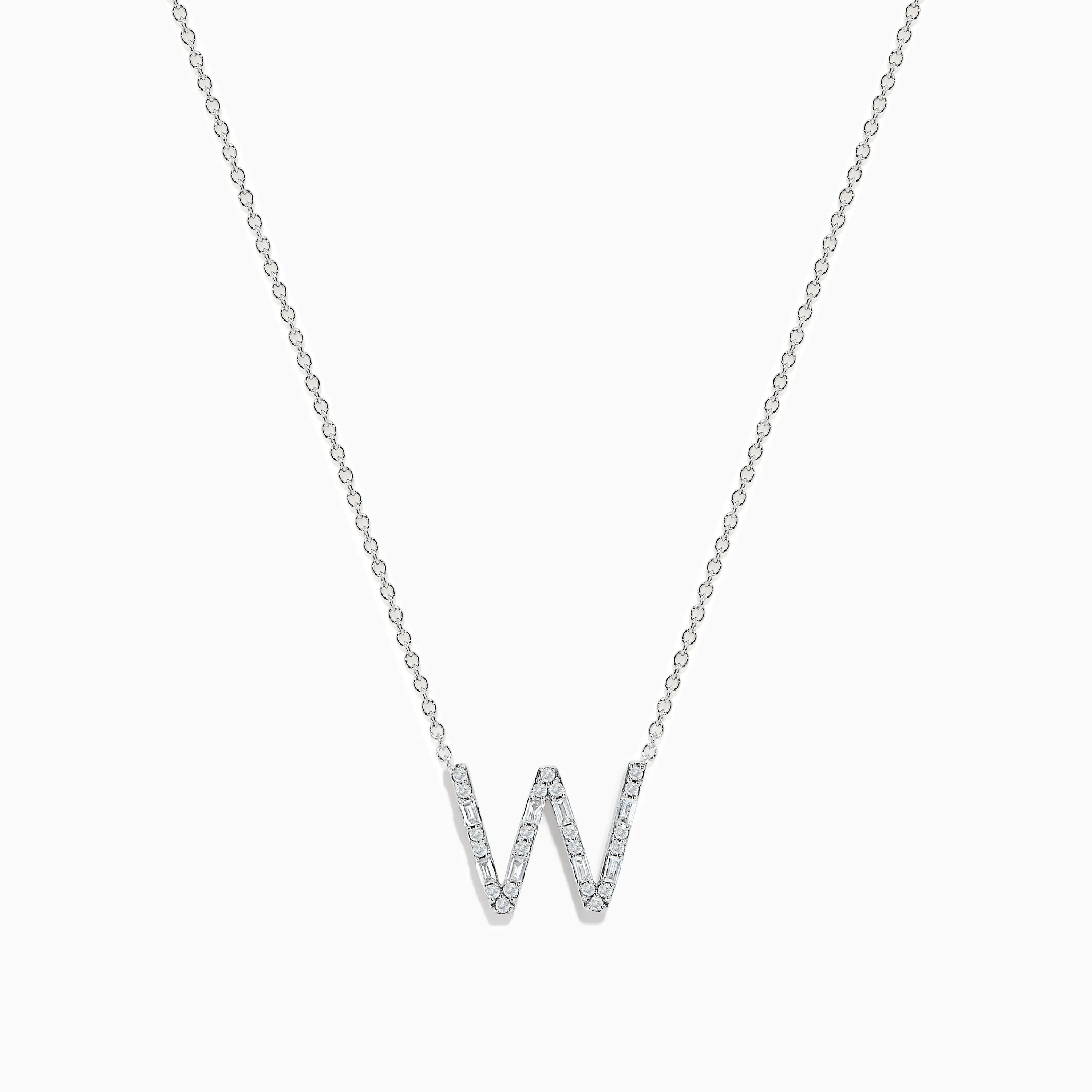 14K White Gold Diamond Initial "W" Pendant