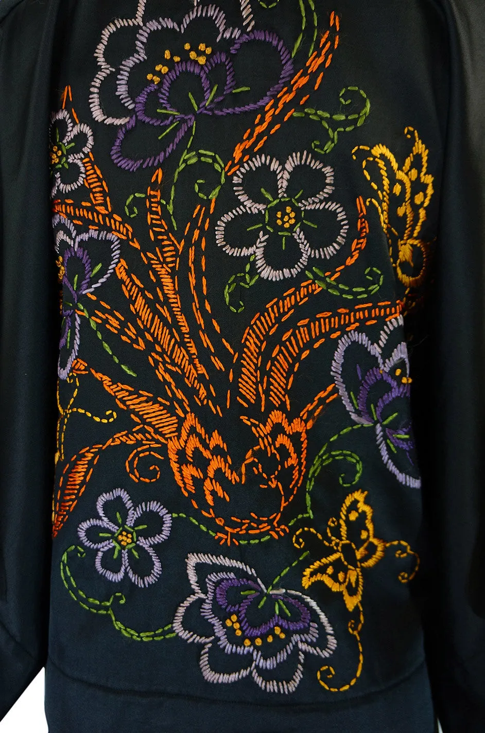 1920s Embroidered Silk Flapper Robe