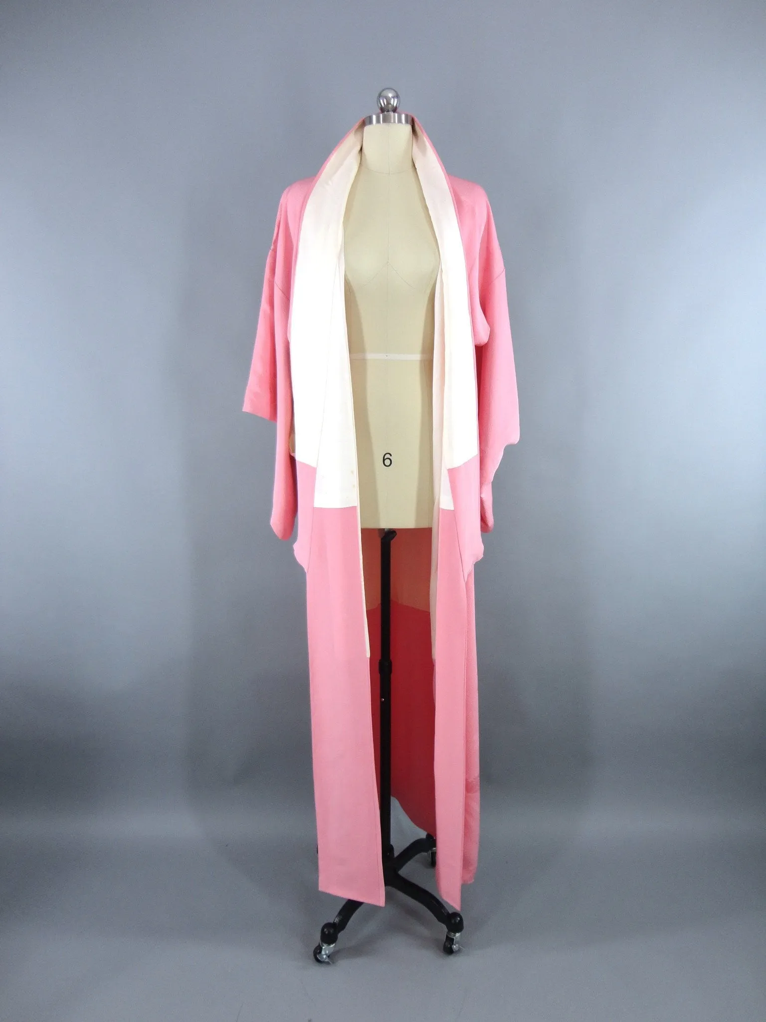 1950s Vintage Silk Kimono Robe / Cotton Candy Pink