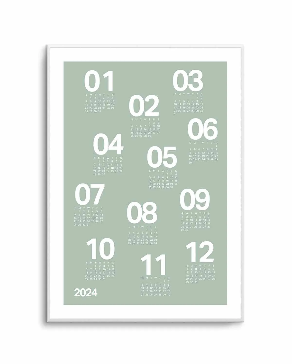 2024 Sage Green Scatter Calendar | Art Print