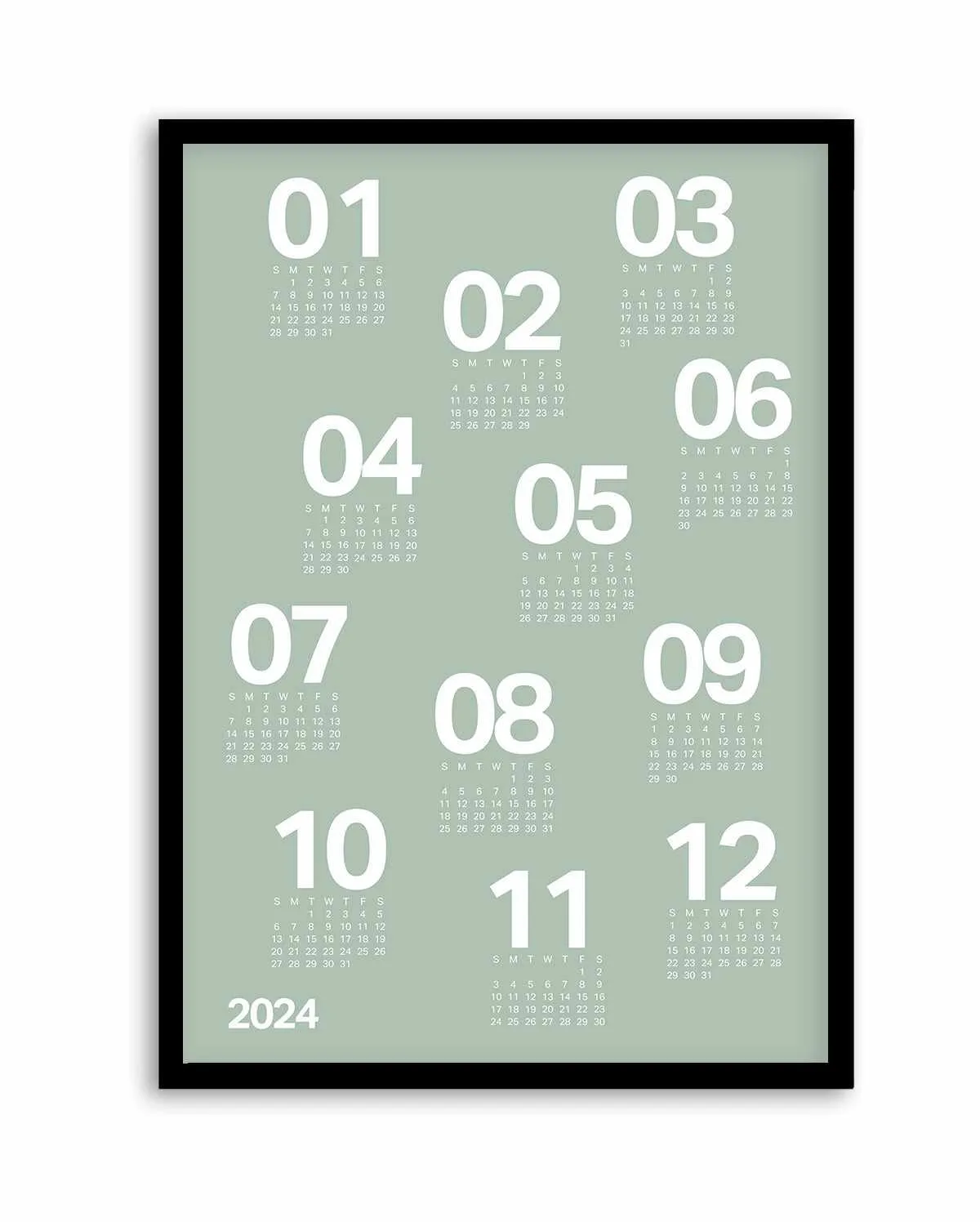 2024 Sage Green Scatter Calendar | Art Print