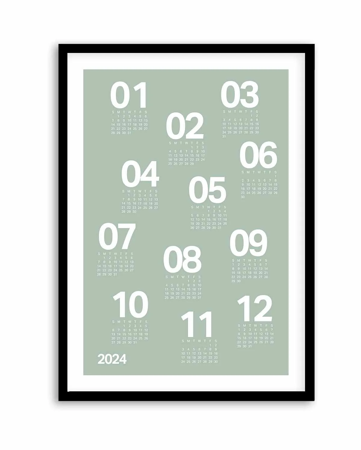 2024 Sage Green Scatter Calendar | Art Print