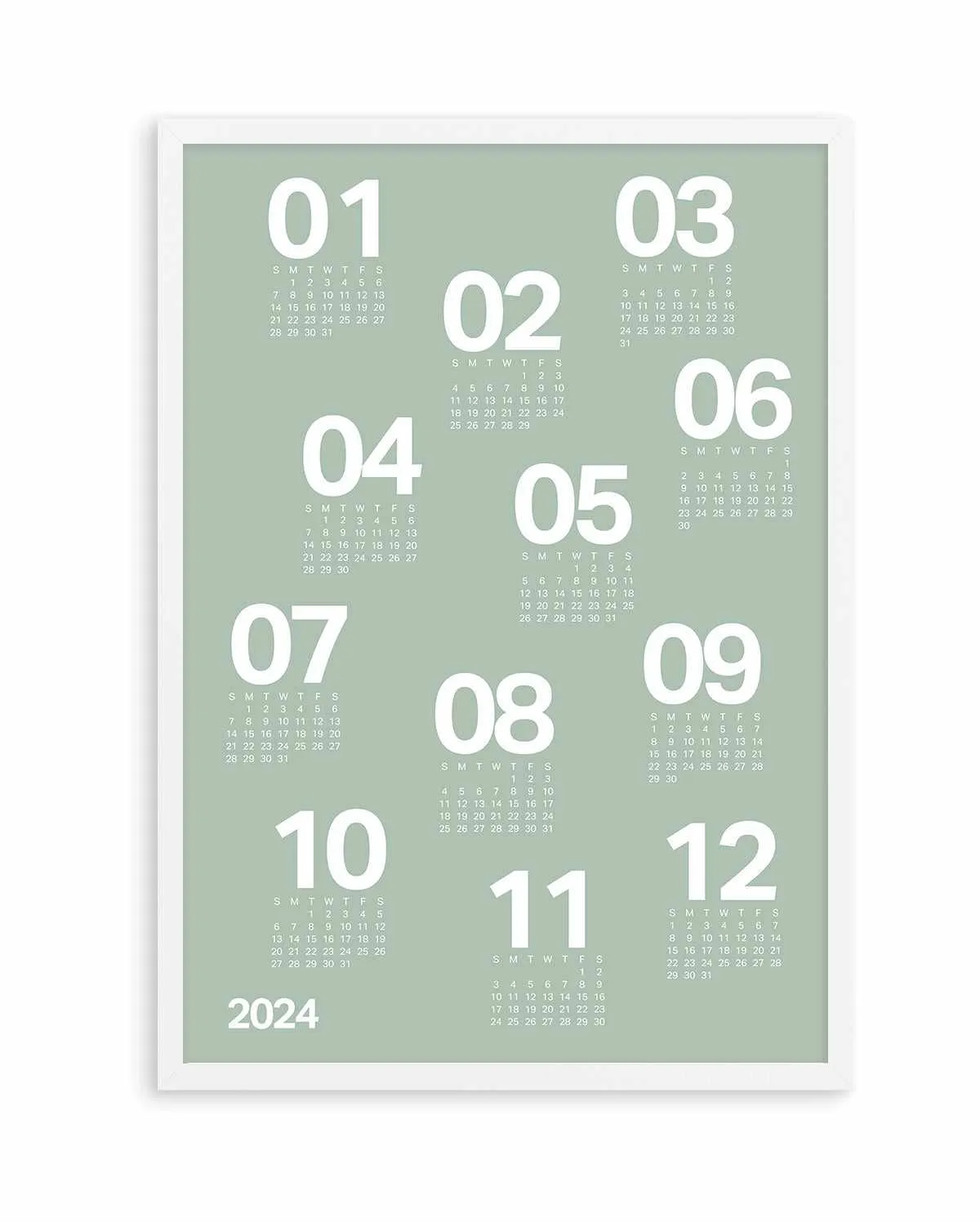 2024 Sage Green Scatter Calendar | Art Print