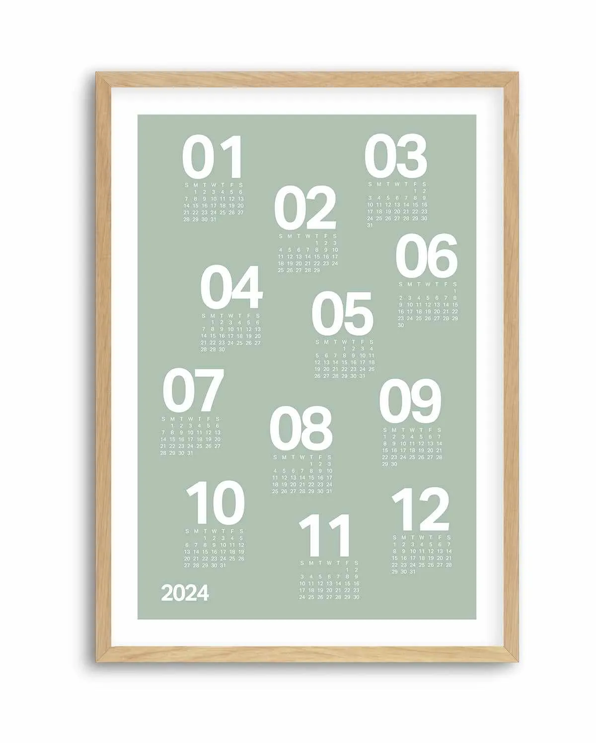 2024 Sage Green Scatter Calendar | Art Print