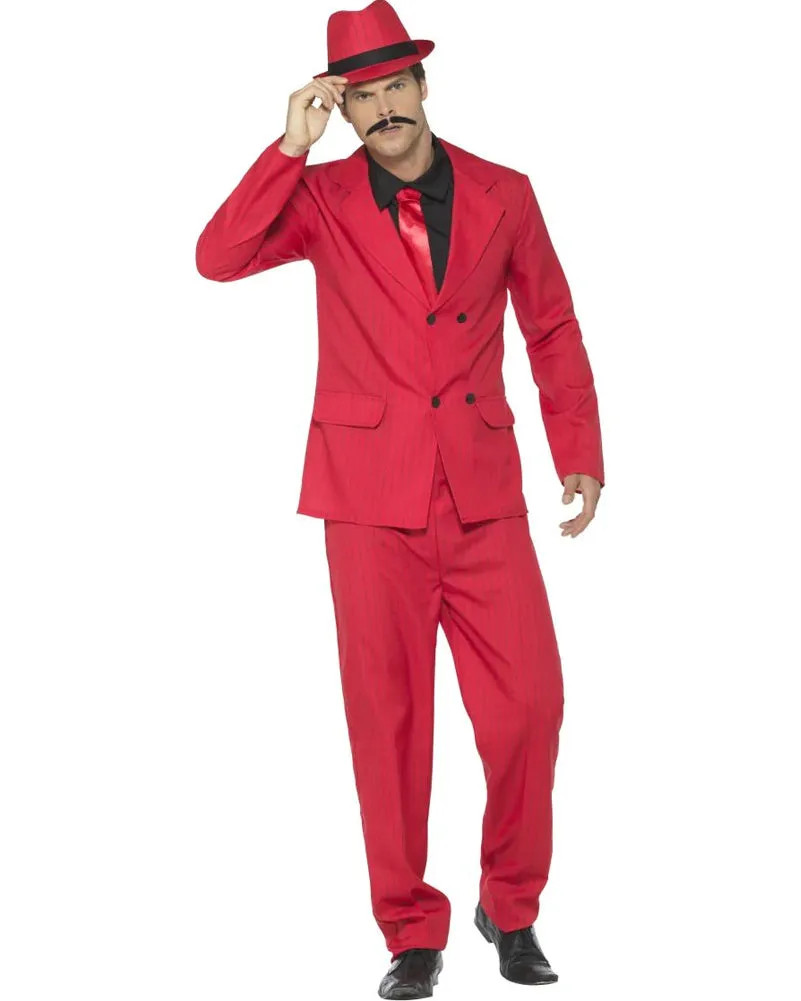 20s Zoot Suit Red Gangster Mens Costume