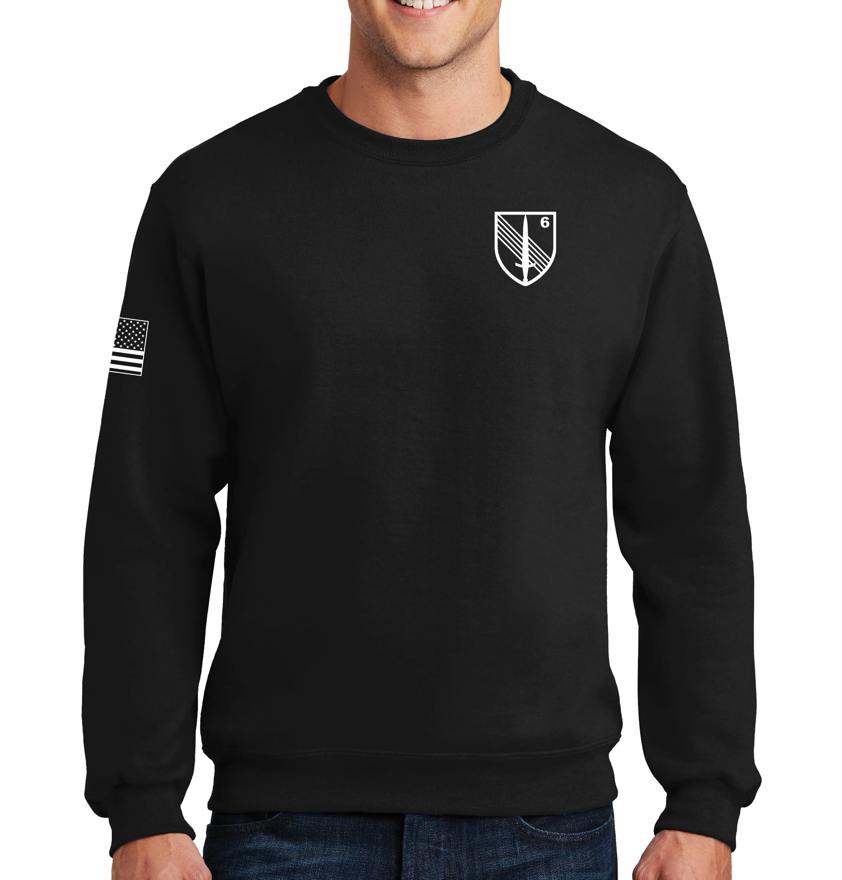 6 4th Crewneck Unisex Sweatshirt. This shirt IS approved for PT.