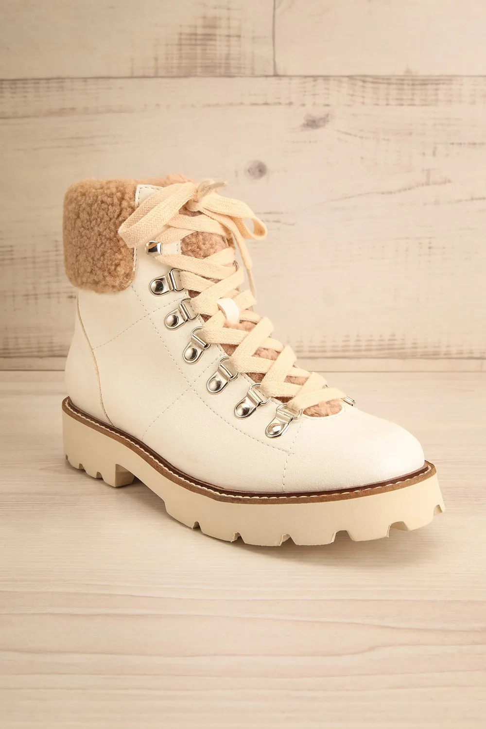 Aalyyah | Lace Up Ankle Boots w/ Sherpa Detailing