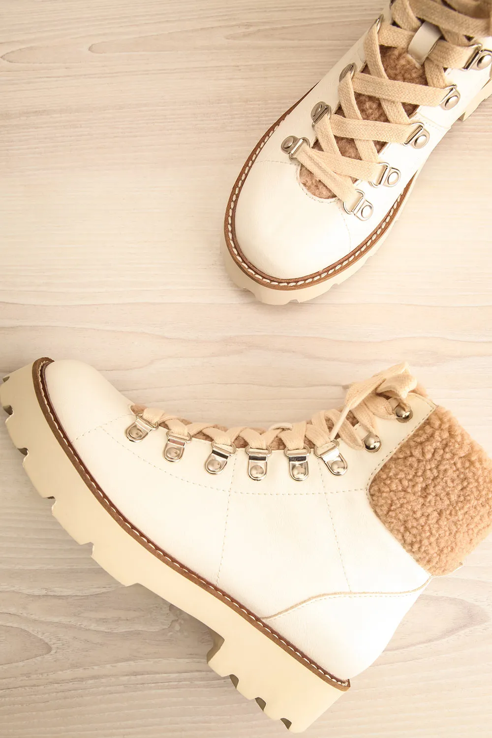 Aalyyah | Lace Up Ankle Boots w/ Sherpa Detailing