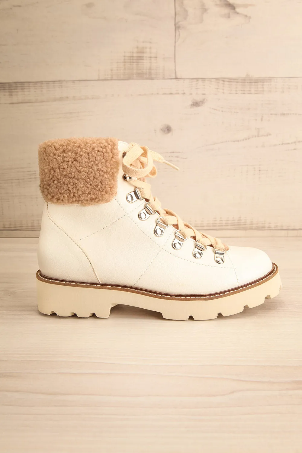 Aalyyah | Lace Up Ankle Boots w/ Sherpa Detailing