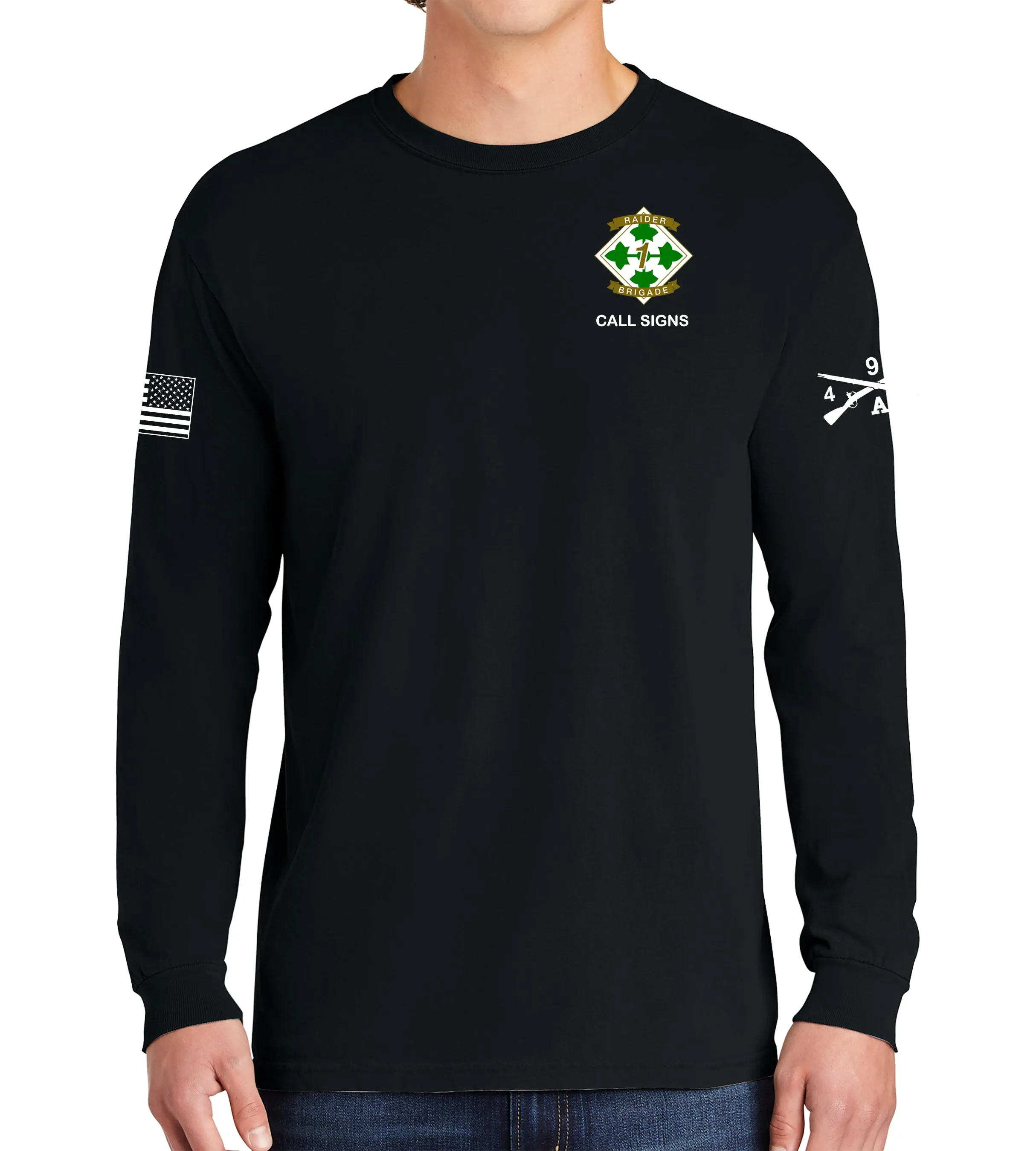 Able Outlaws Long Sleeve 50-50 Blend Unisex Shirt. This shirt IS approved for PT