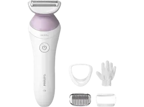 Afeitadora femenina - Philips BRL136/00, Apta para zonas sensibles, Uso en seco y humedo, Más de 4 accesorios, Rosa