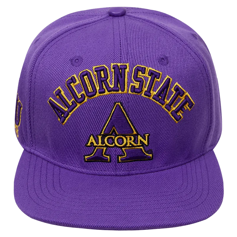 ALCORN STATE UNIVERSITY STACKED LOGO WOOL SNAPBACK HAT (PURPLE)