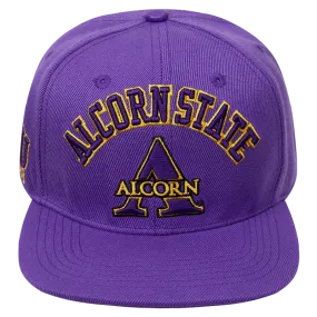 ALCORN STATE UNIVERSITY STACKED LOGO WOOL SNAPBACK HAT (PURPLE)