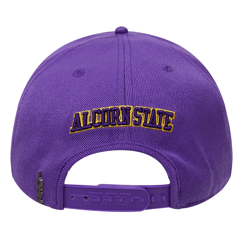 ALCORN STATE UNIVERSITY STACKED LOGO WOOL SNAPBACK HAT (PURPLE)