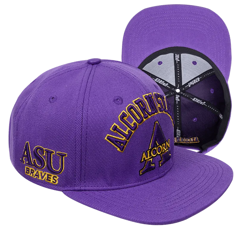 ALCORN STATE UNIVERSITY STACKED LOGO WOOL SNAPBACK HAT (PURPLE)