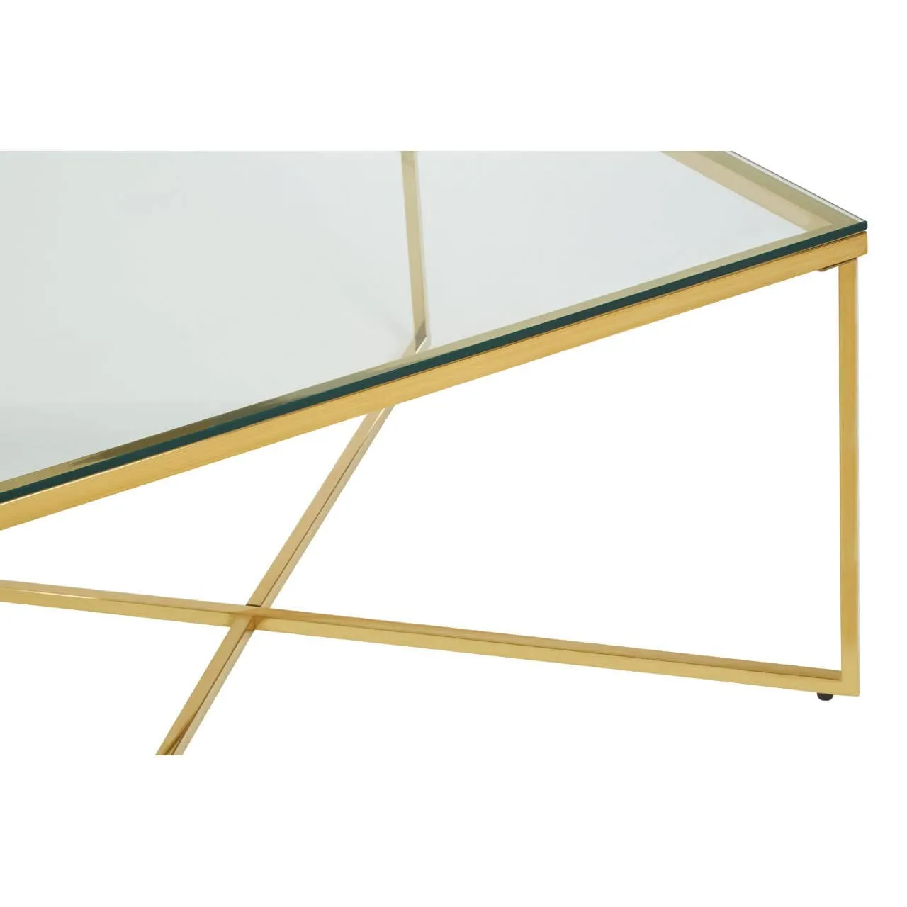 Allure Gold Finish Cross Base End Table