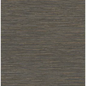 Alton Black Faux Grasscloth Wallpaper  | Brewster Wallcovering