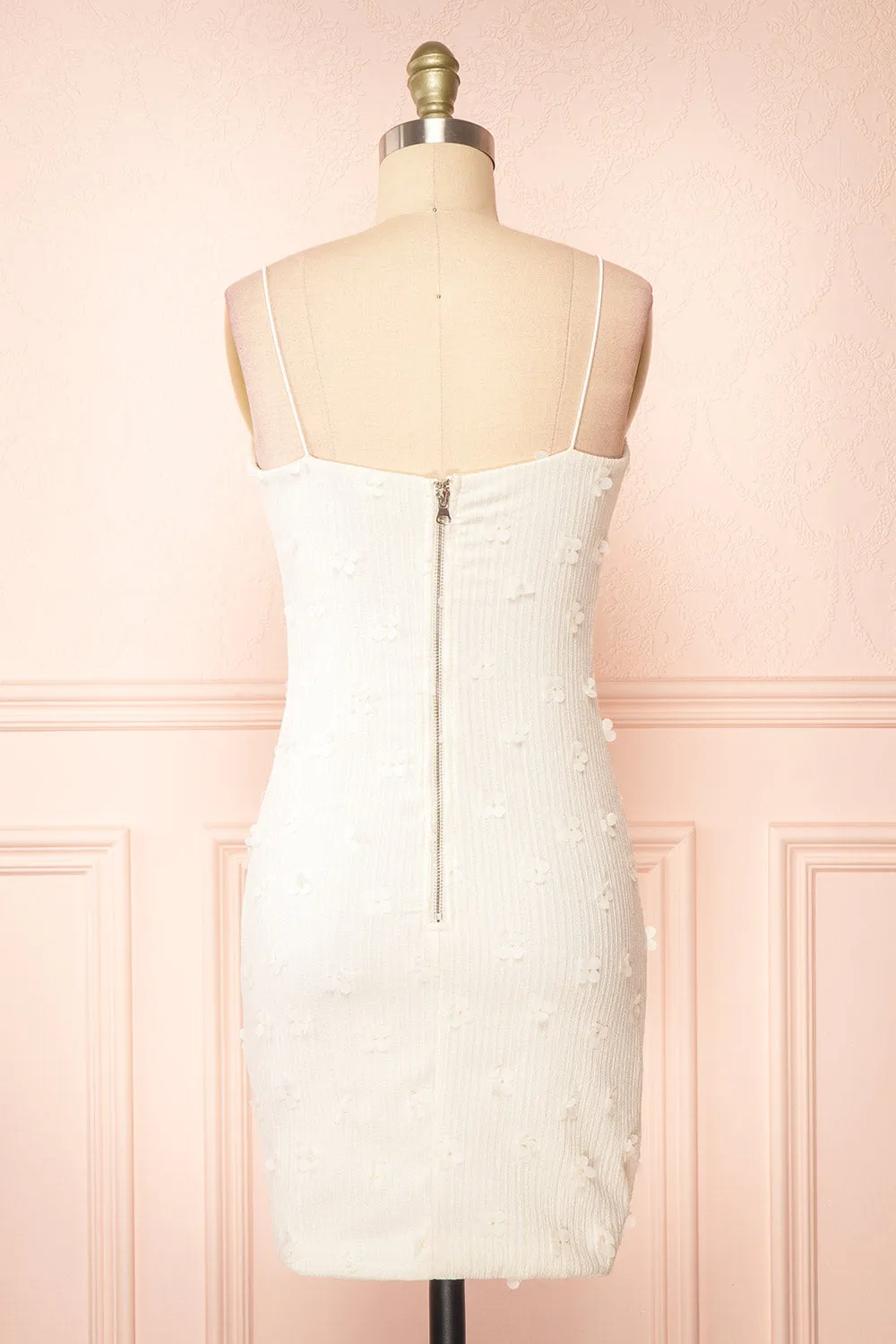 Arabella | Short Ivory Dress w/ Floral Appliqué