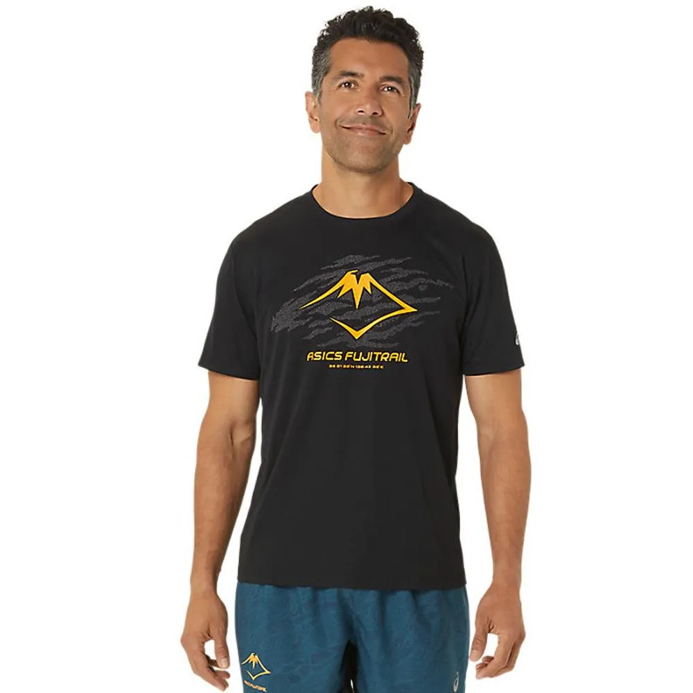 Asics Remeras Masculino Running Fujitrail_Logo_Ss_Top Performance_Black/Carbon/Fellow_Yellow