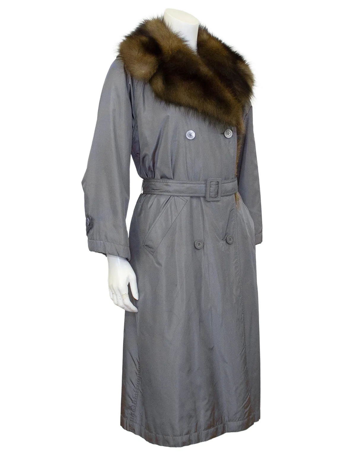 Autumn/Winter 1977 Haute Couture Trench Coat with Fur Collar