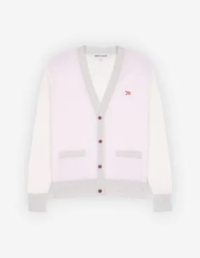 Baby Fox Patch Color Block Cardigan Pale Pink