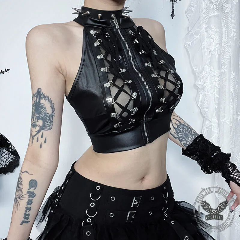 Beer Buckle Strap Punk Crop Top