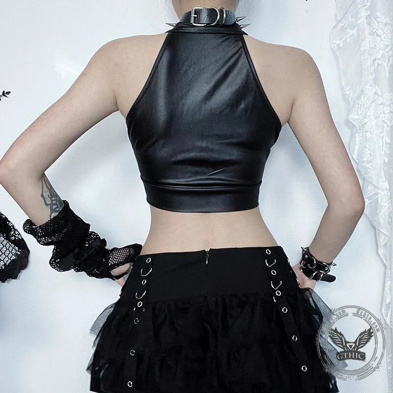 Beer Buckle Strap Punk Crop Top