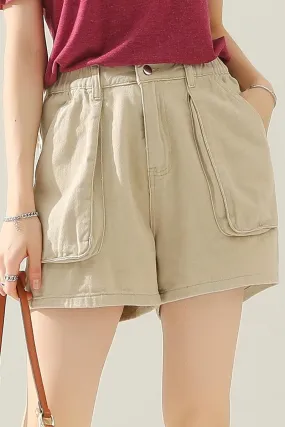 BIG POCKET ELASTIC WAIST CASUAL CARGO SHORTS