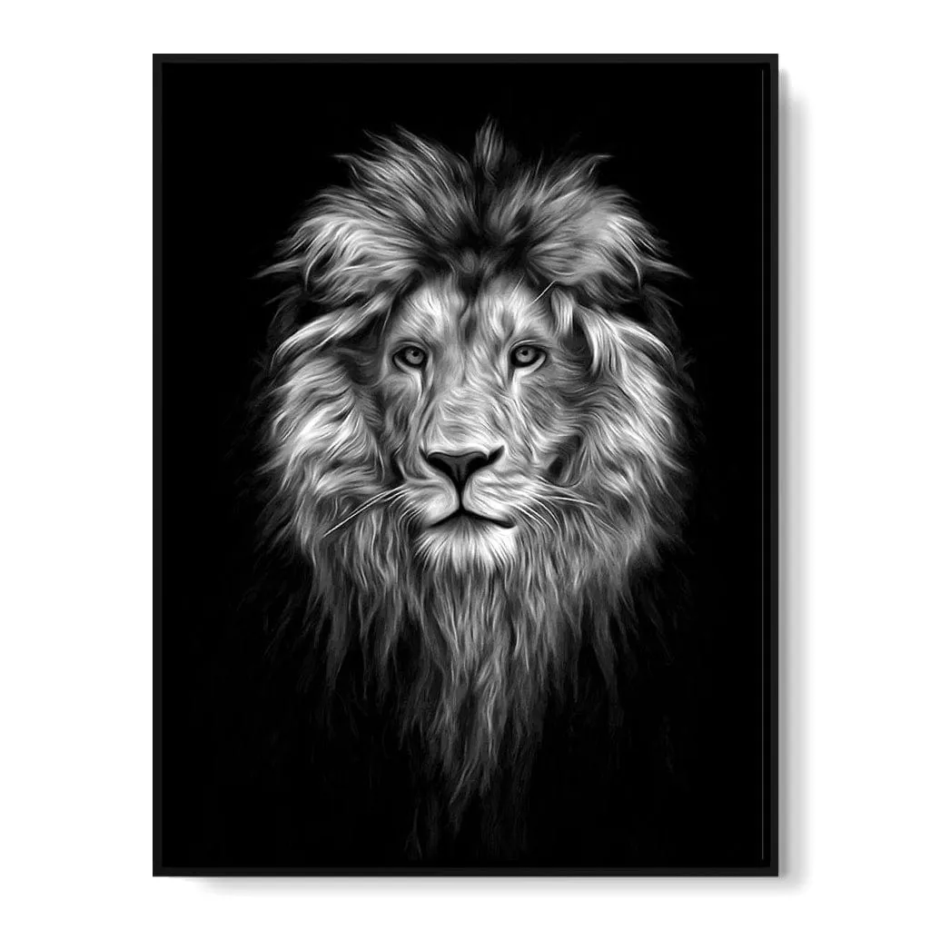 Black and White Lion Face