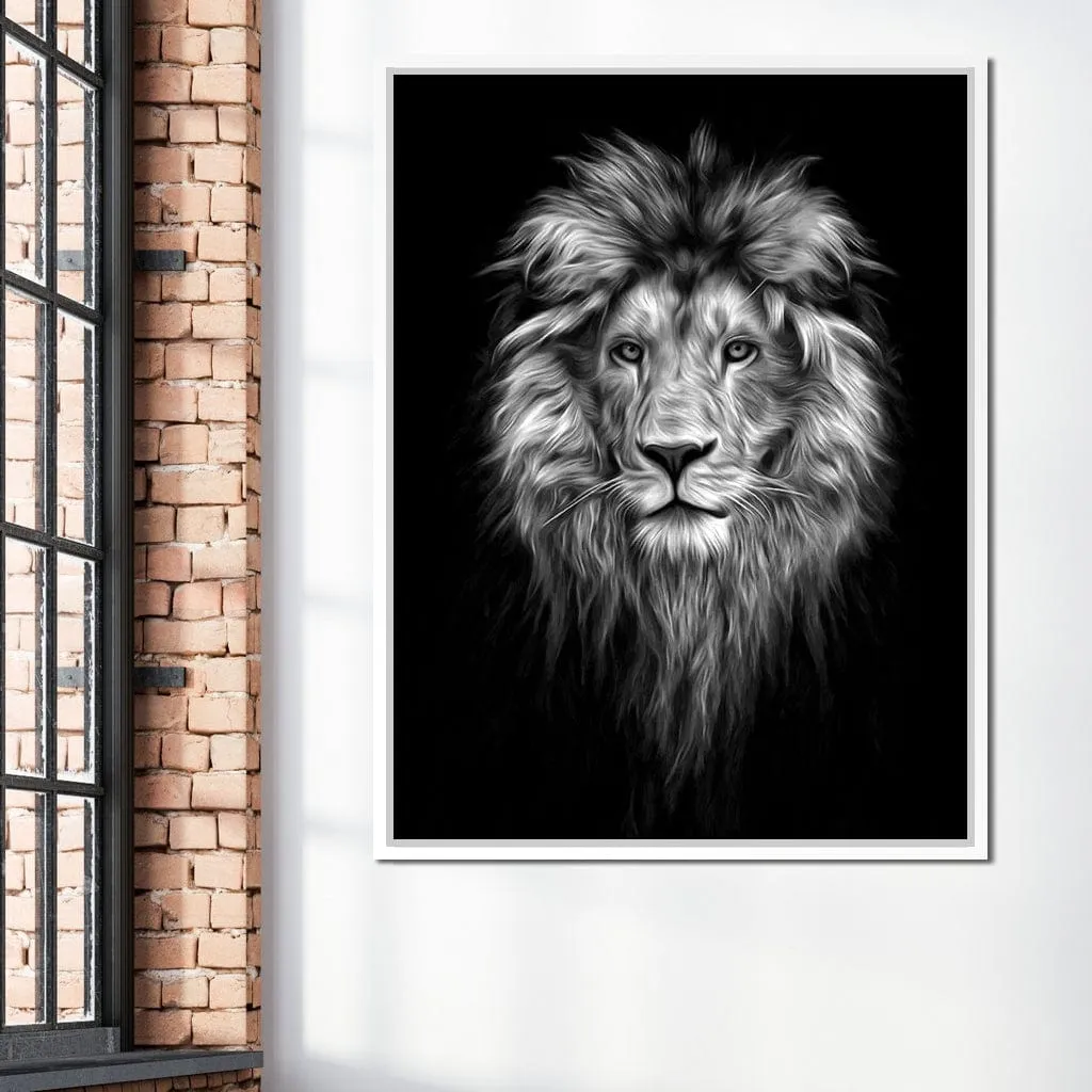 Black and White Lion Face