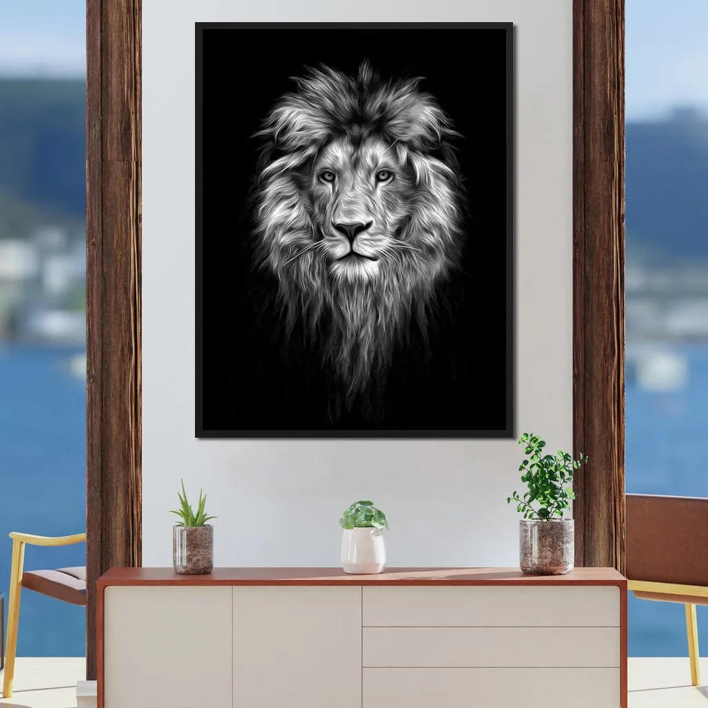 Black and White Lion Face