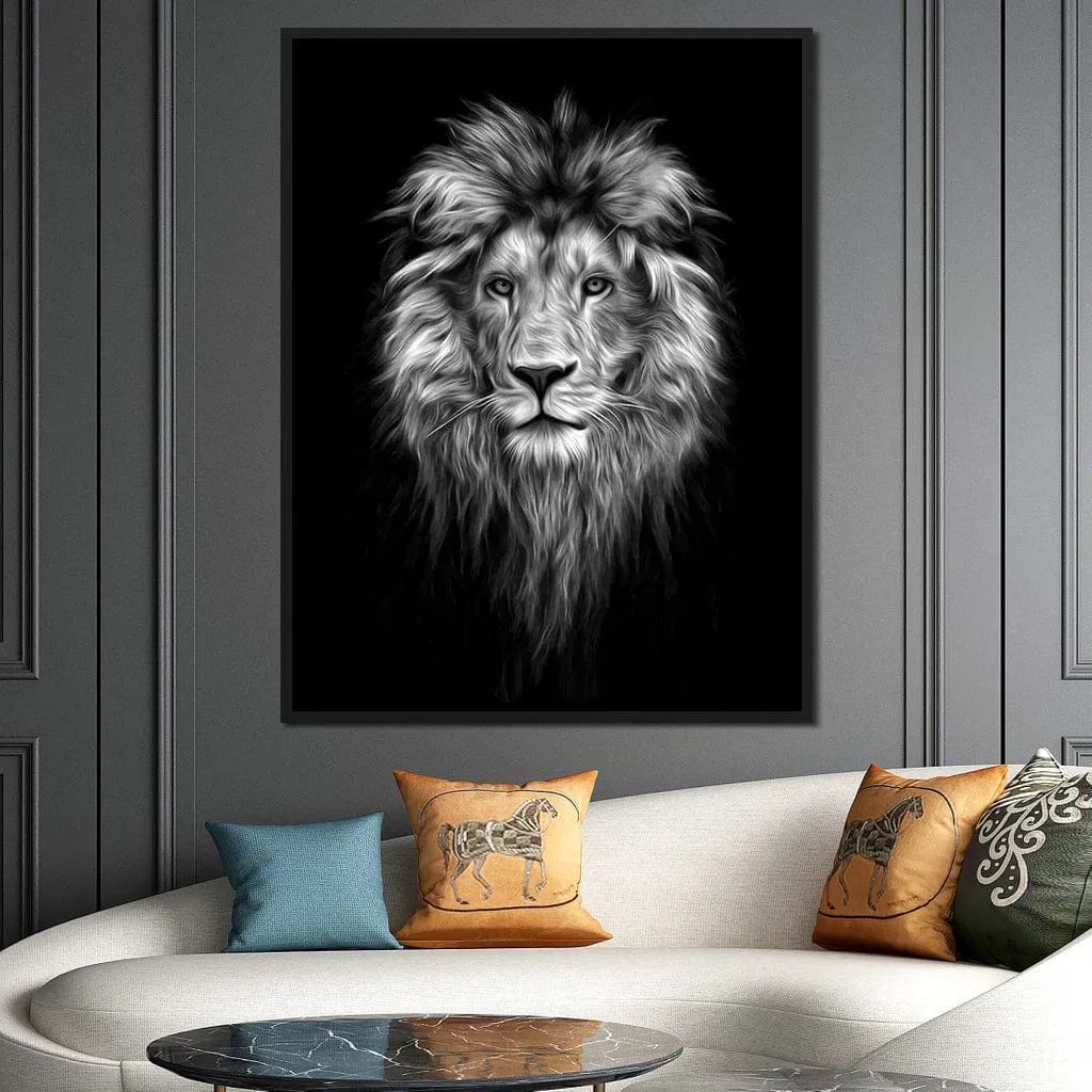 Black and White Lion Face