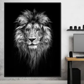 Black and White Lion Face