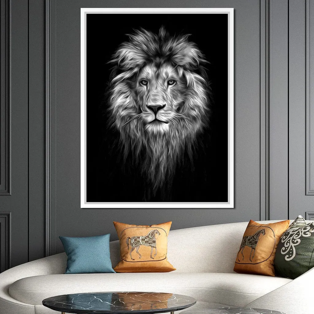 Black and White Lion Face