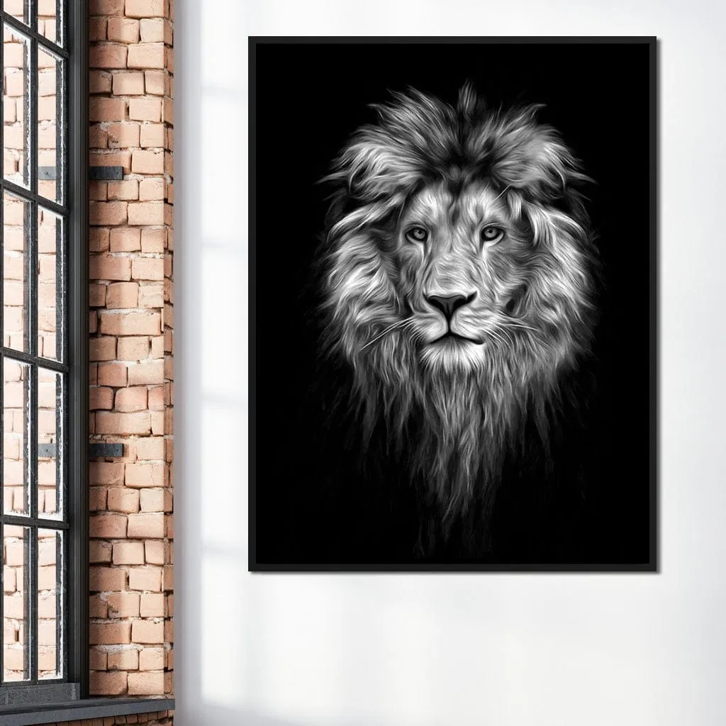 Black and White Lion Face