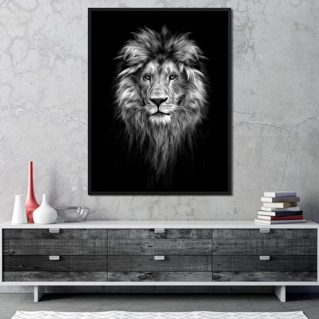 Black and White Lion Face