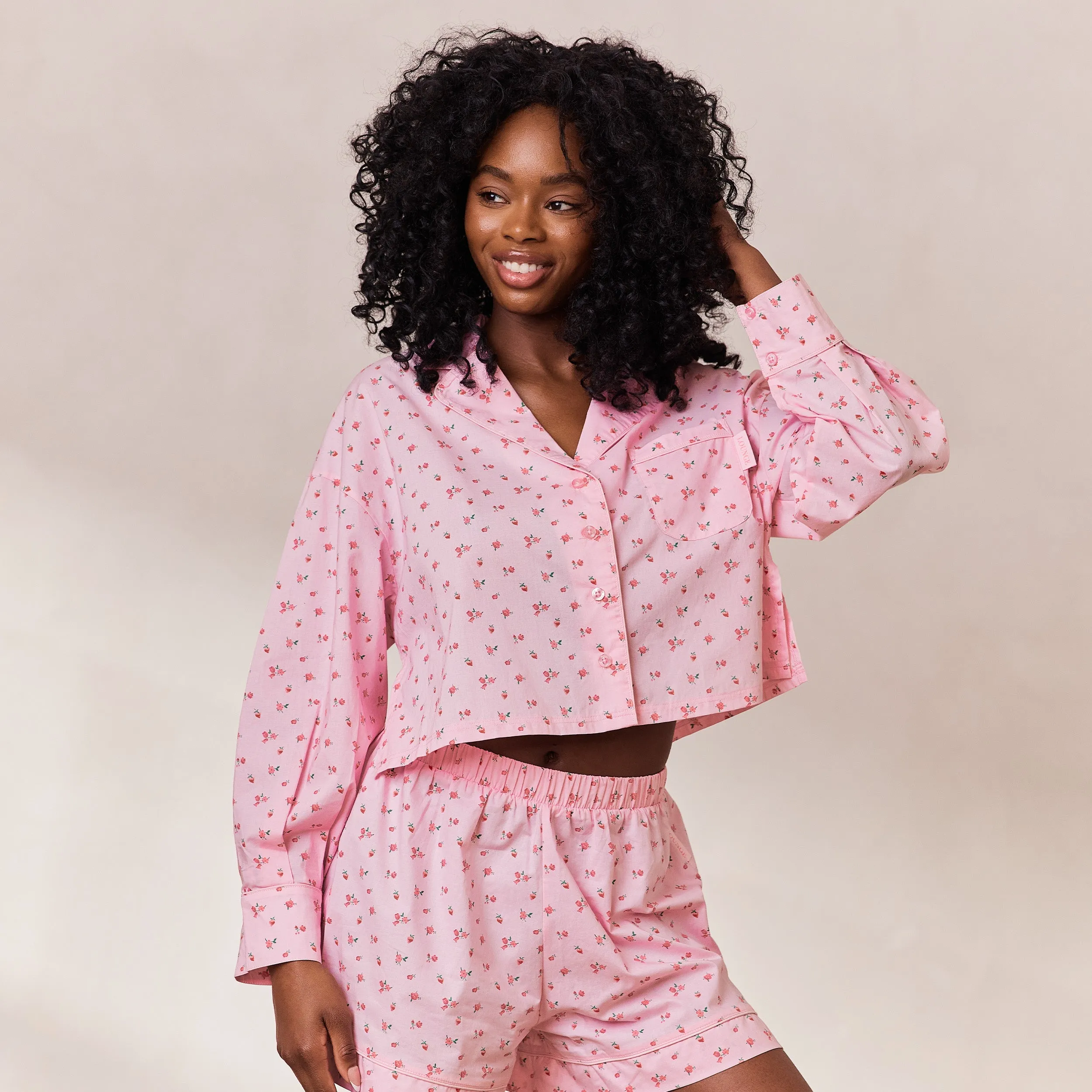 Breakfast Club Pyjama Shirt - Pink Print