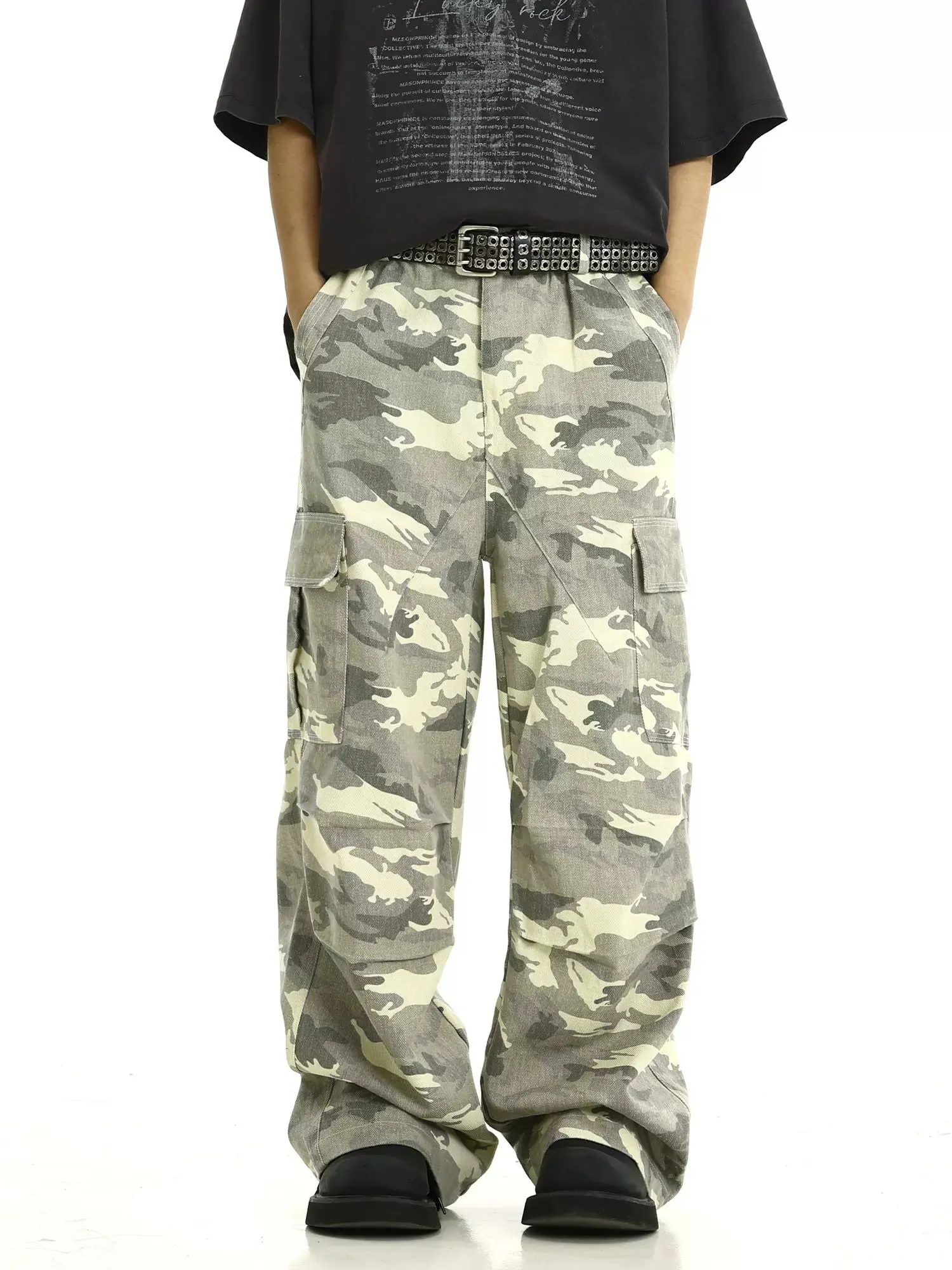 Camouflage Print Cargo Style Jeans