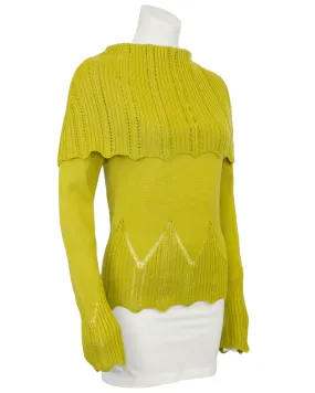 Chartreuse Wool Fold Over Sweater