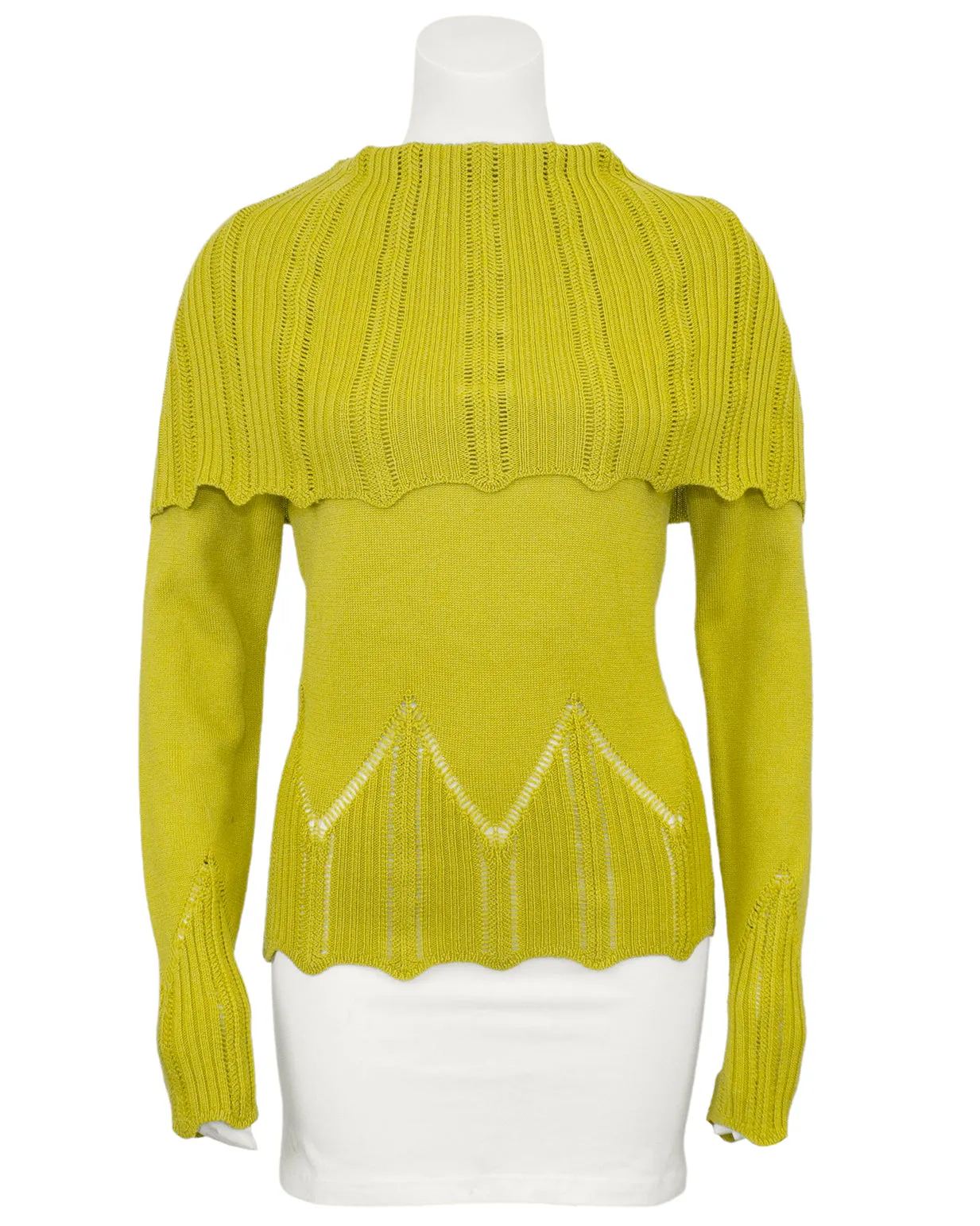 Chartreuse Wool Fold Over Sweater