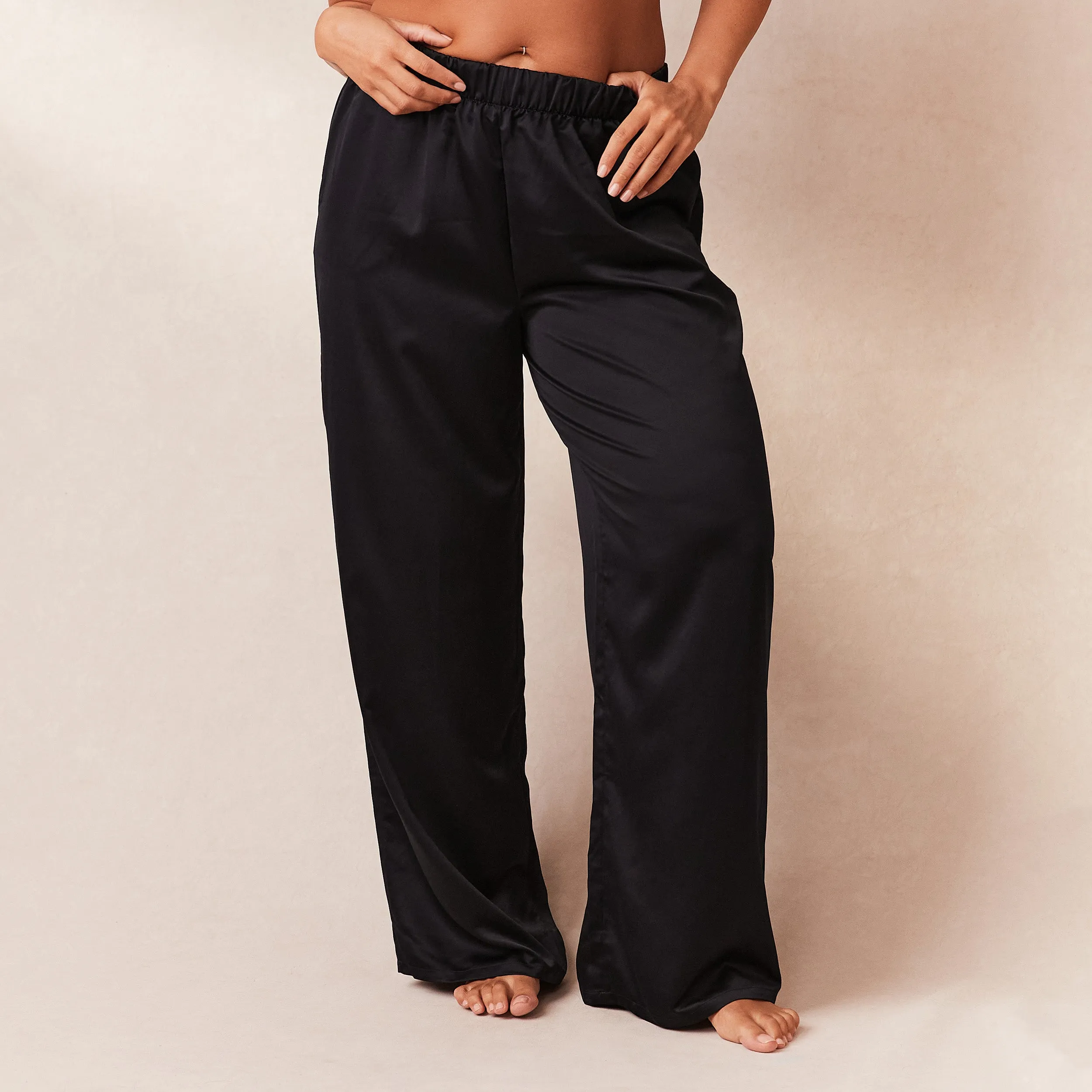 Classic Satin Pyjama Trousers - Black