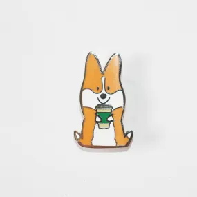 Corgis   Coffee Enamel Pin | Corgimoji Collectible Series