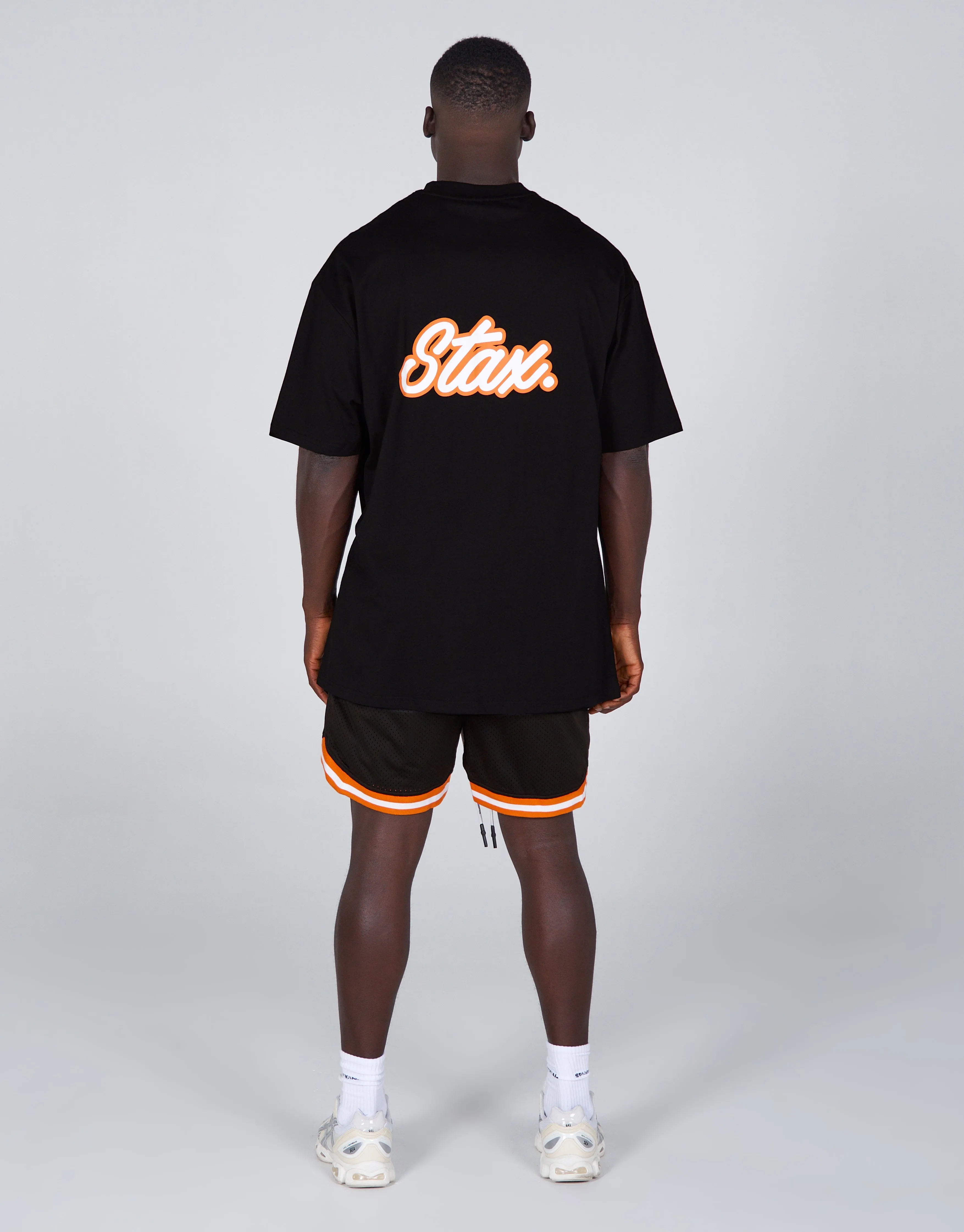 Court Drip Basketball Tee - Black & Orange