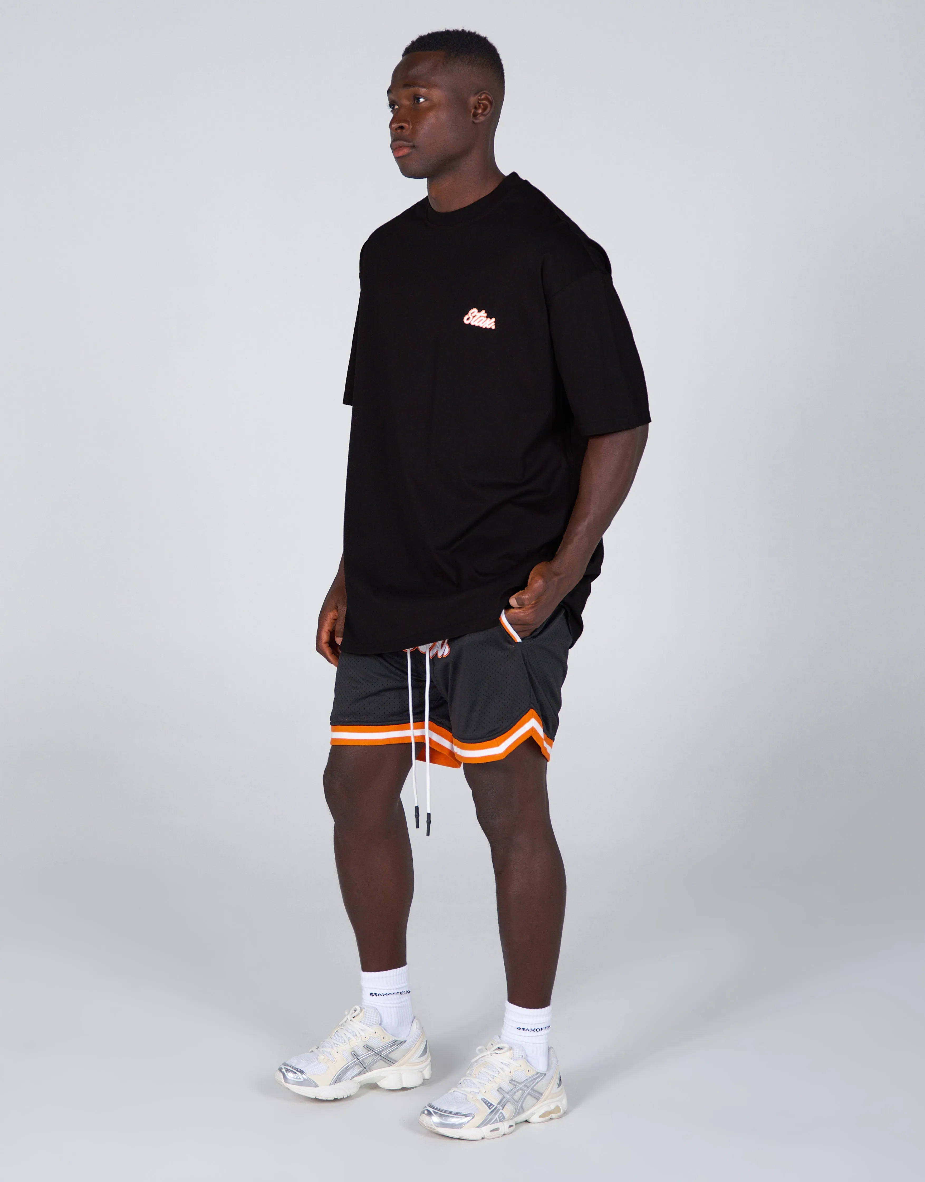 Court Drip Basketball Tee - Black & Orange