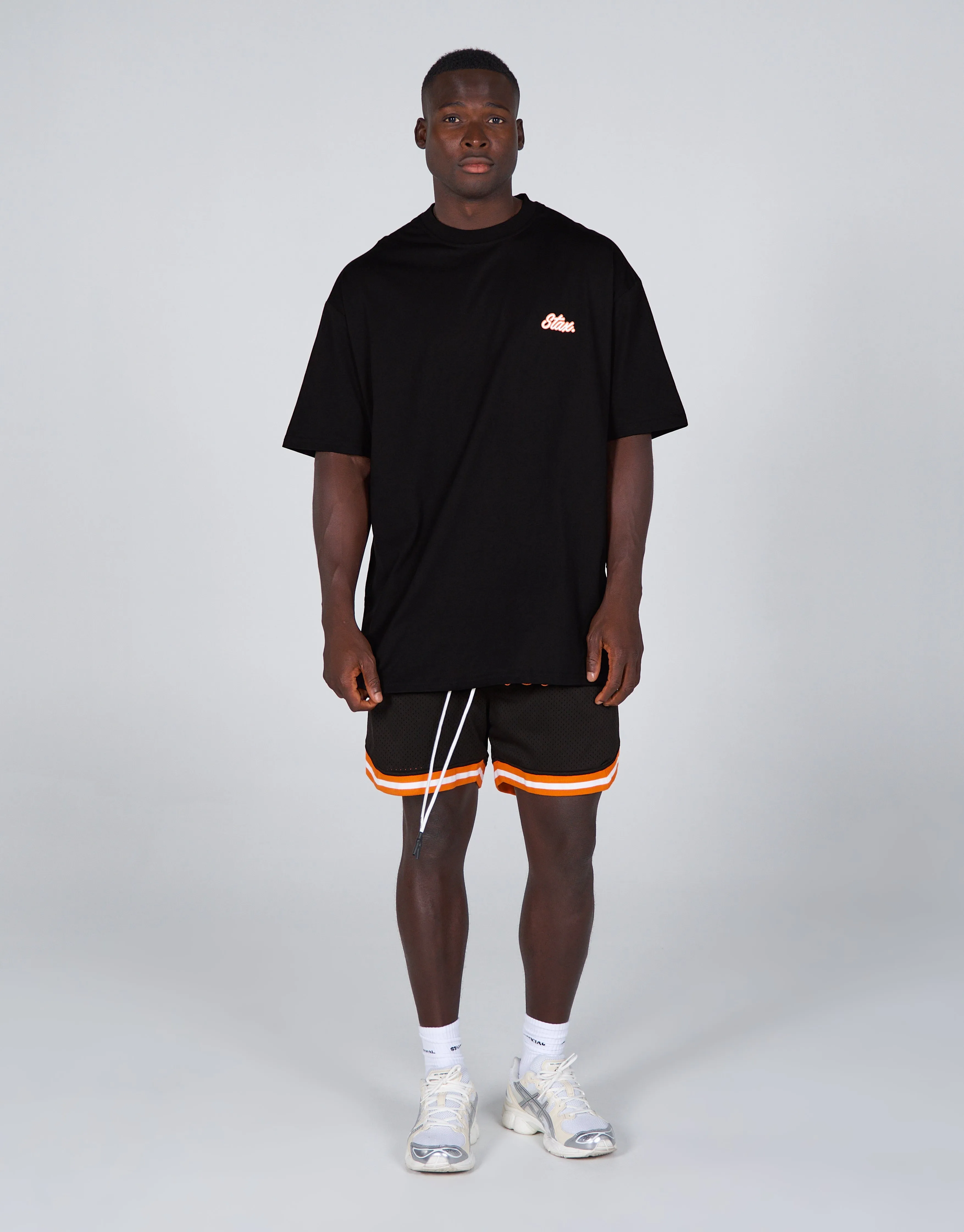 Court Drip Basketball Tee - Black & Orange