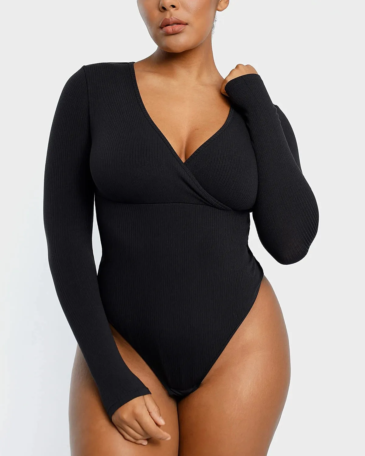 Cozy Ribbed Chic Cut-Out Bodysuit