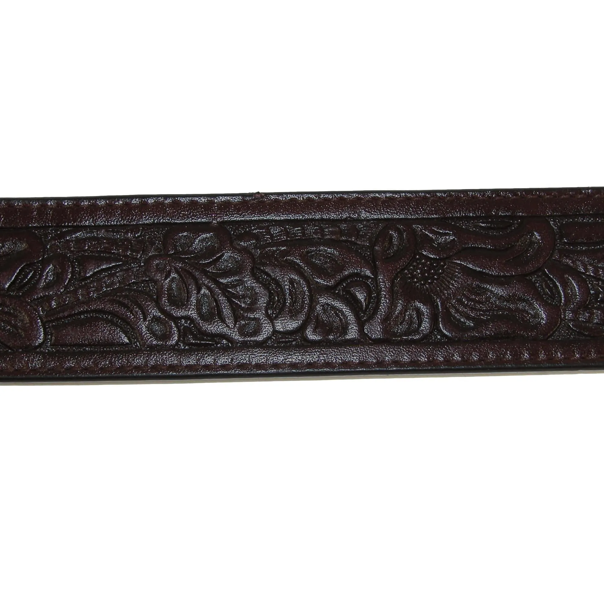 CTM® Embossed Leather Money Belt with Removable Buckle