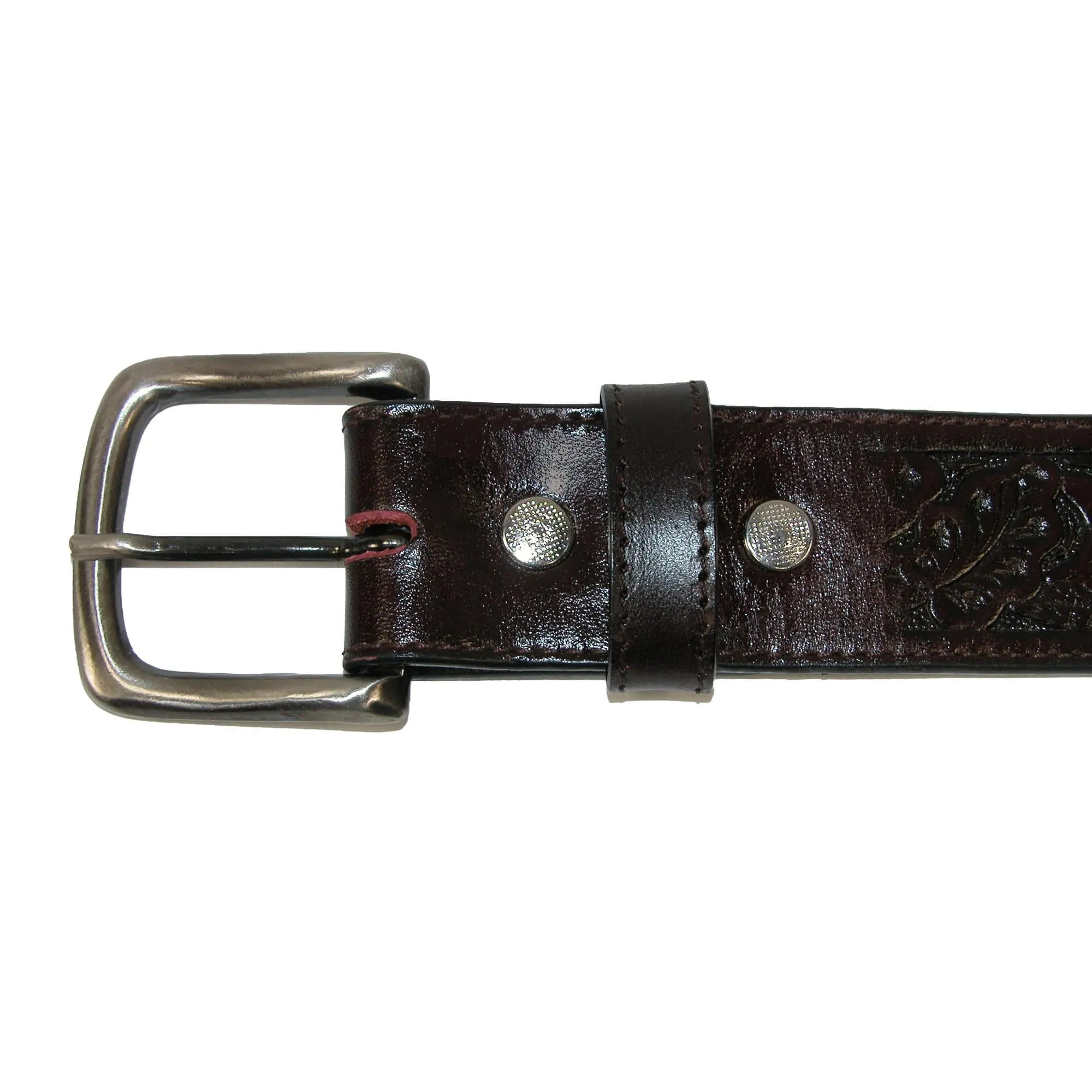 CTM® Embossed Leather Money Belt with Removable Buckle